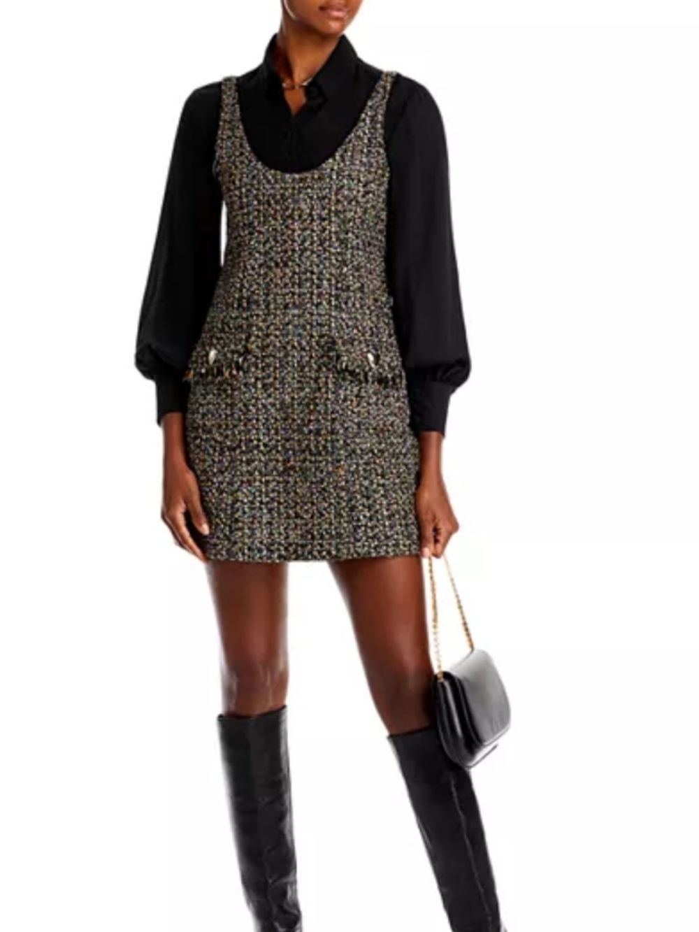 Cinq a Sept Confetti Tweed Mixed Media Dress Size 2